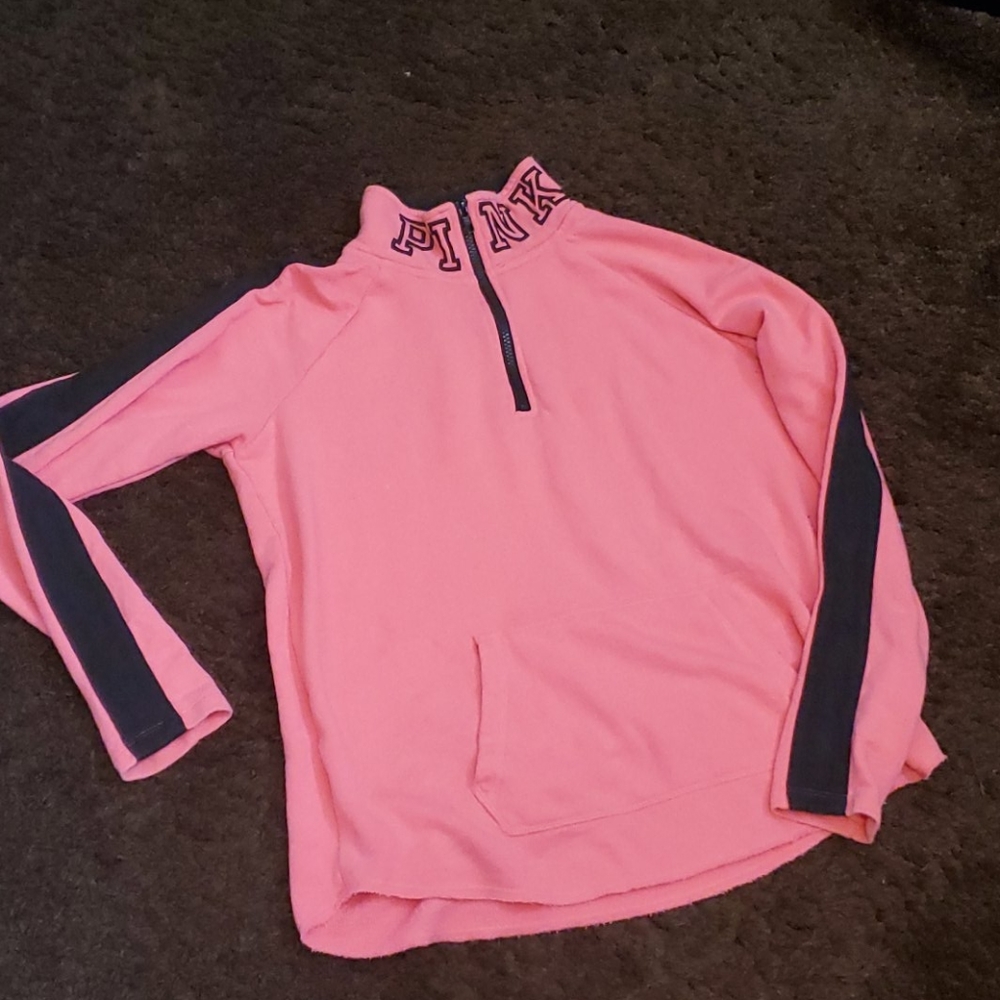 Pink Pullover With Black Stripe Sleeve size M